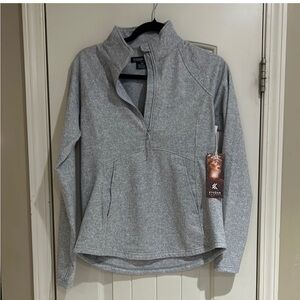 Kyodan 1/2 Zip Women's Ivory / Grey Long Sleeve Collar Top